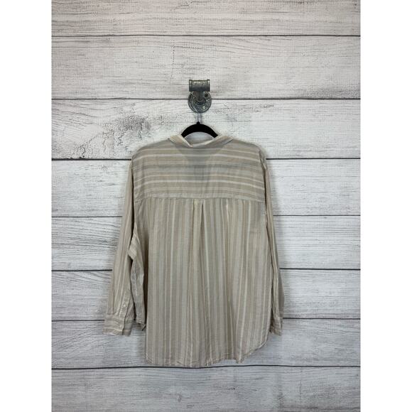 A New Approach Women's Cream & White Striped Button Up Top Size XL - Picture 9 of 9